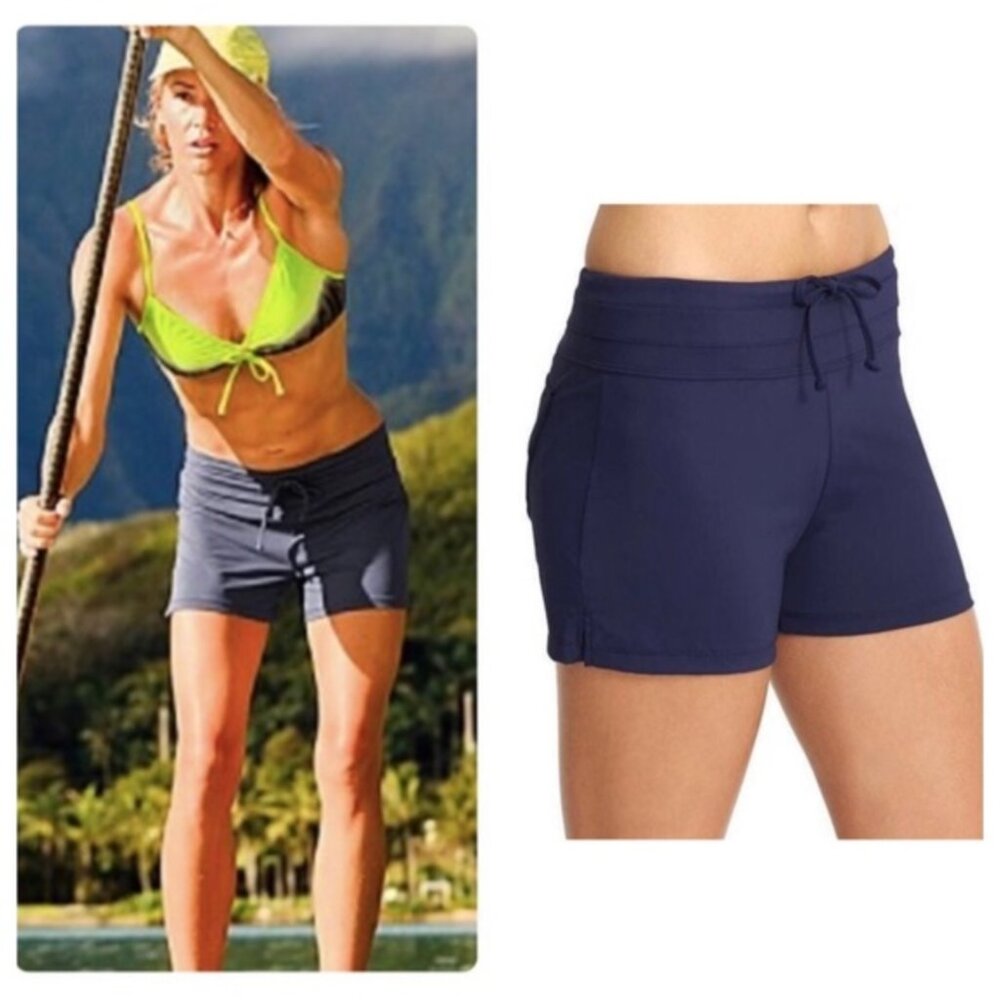NWT! ATHLETA Fun in the Sun Swim Shorts 413982-16 in Dark Blue S
